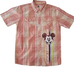 Disney Parks Walt Disney World Mickey Mouse Plaid Shirt Button‎ Up Men's Small